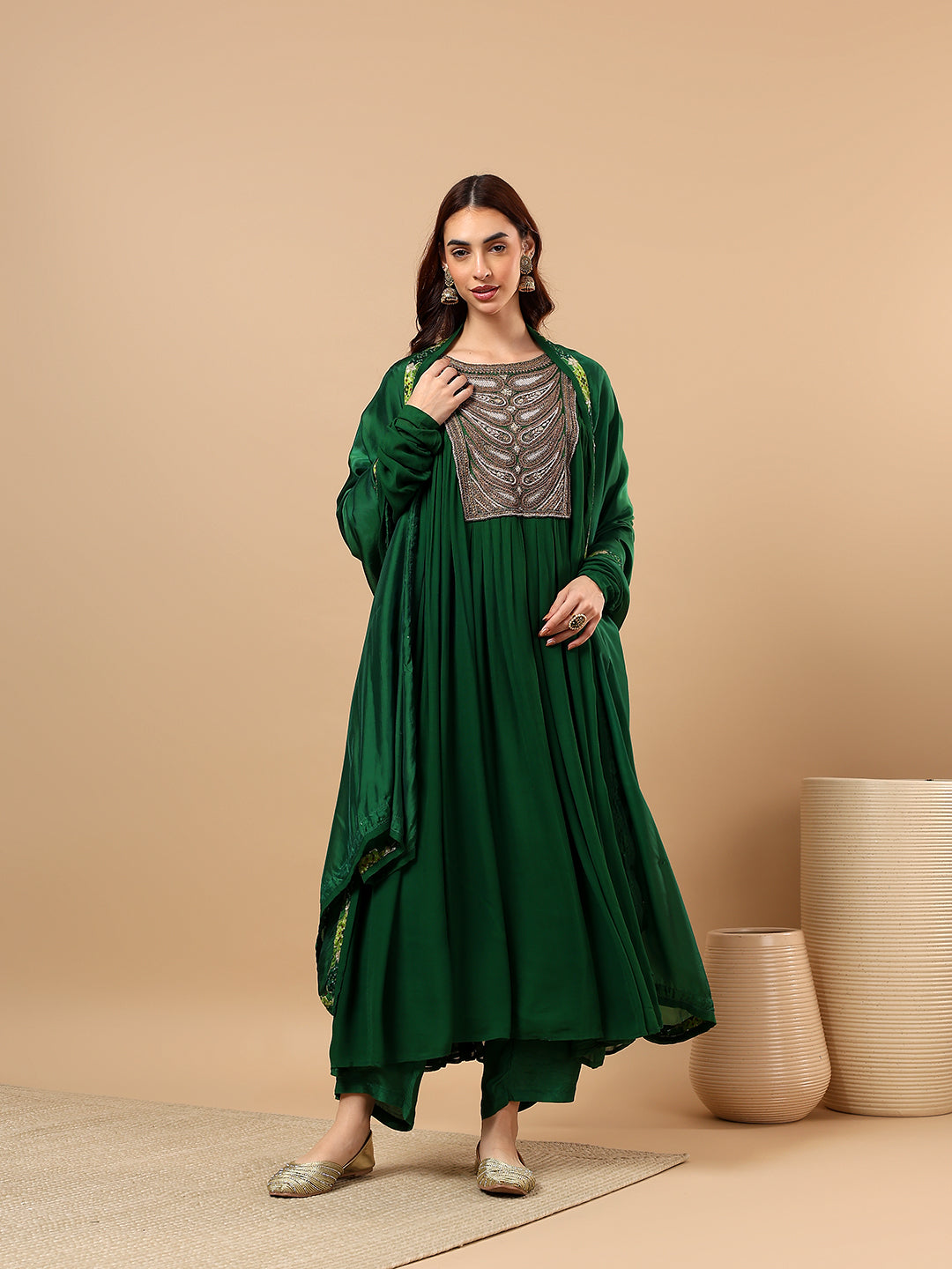 Winter Green Georgette Anarkali suit