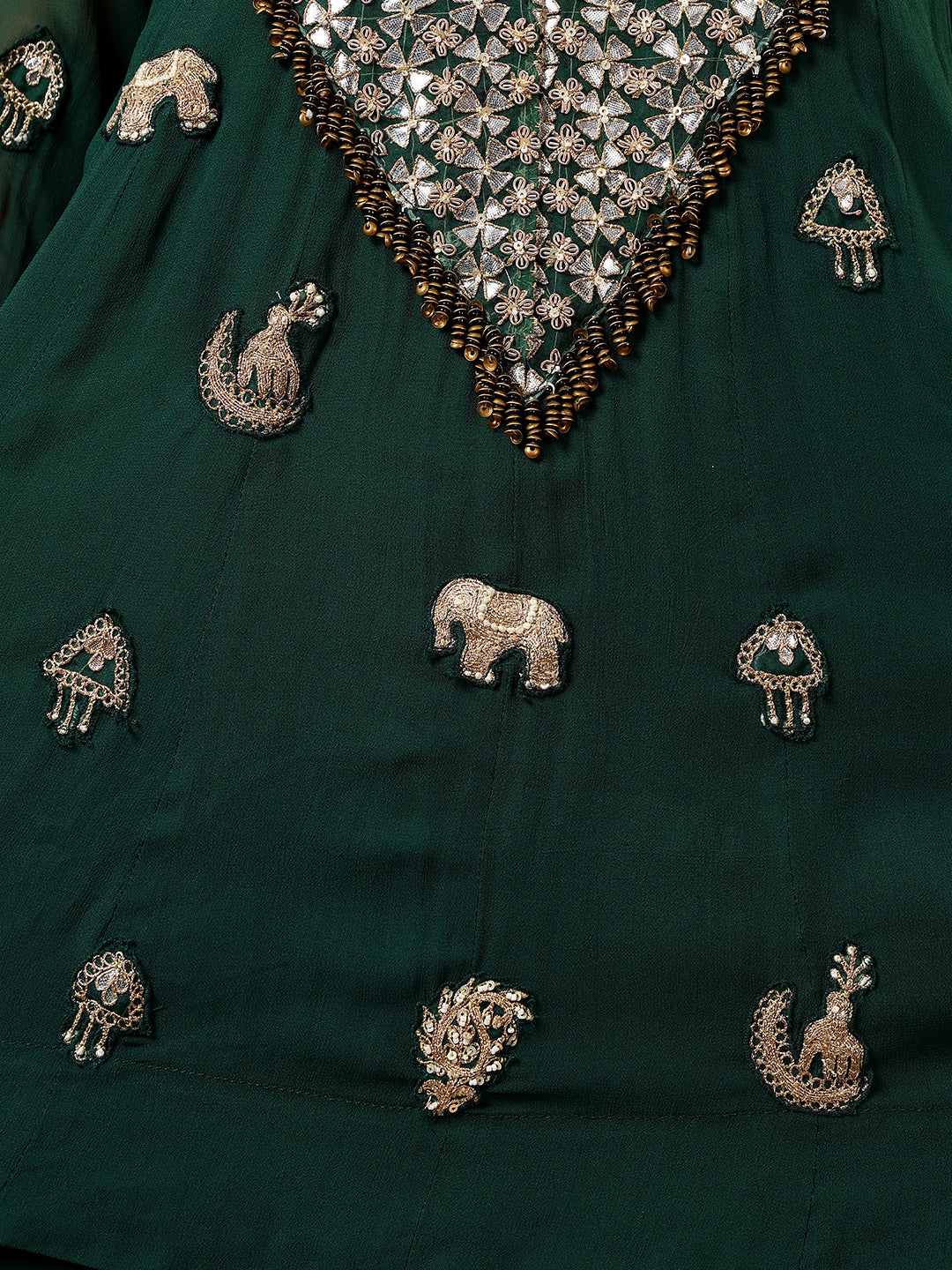 Emerald Green Georgette Gota Patti Cord Set