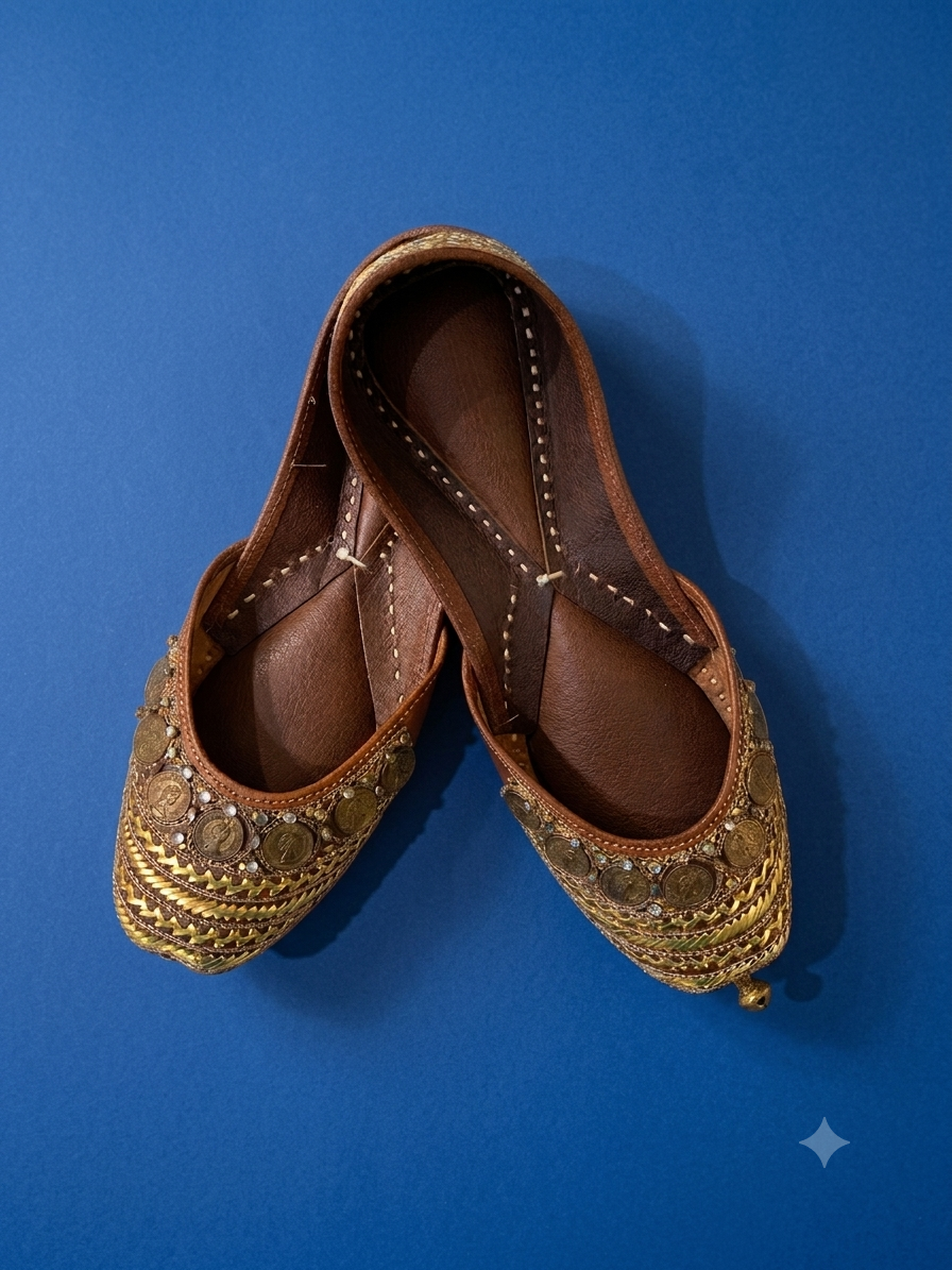 Brown Kundan Ghungroo Mojri