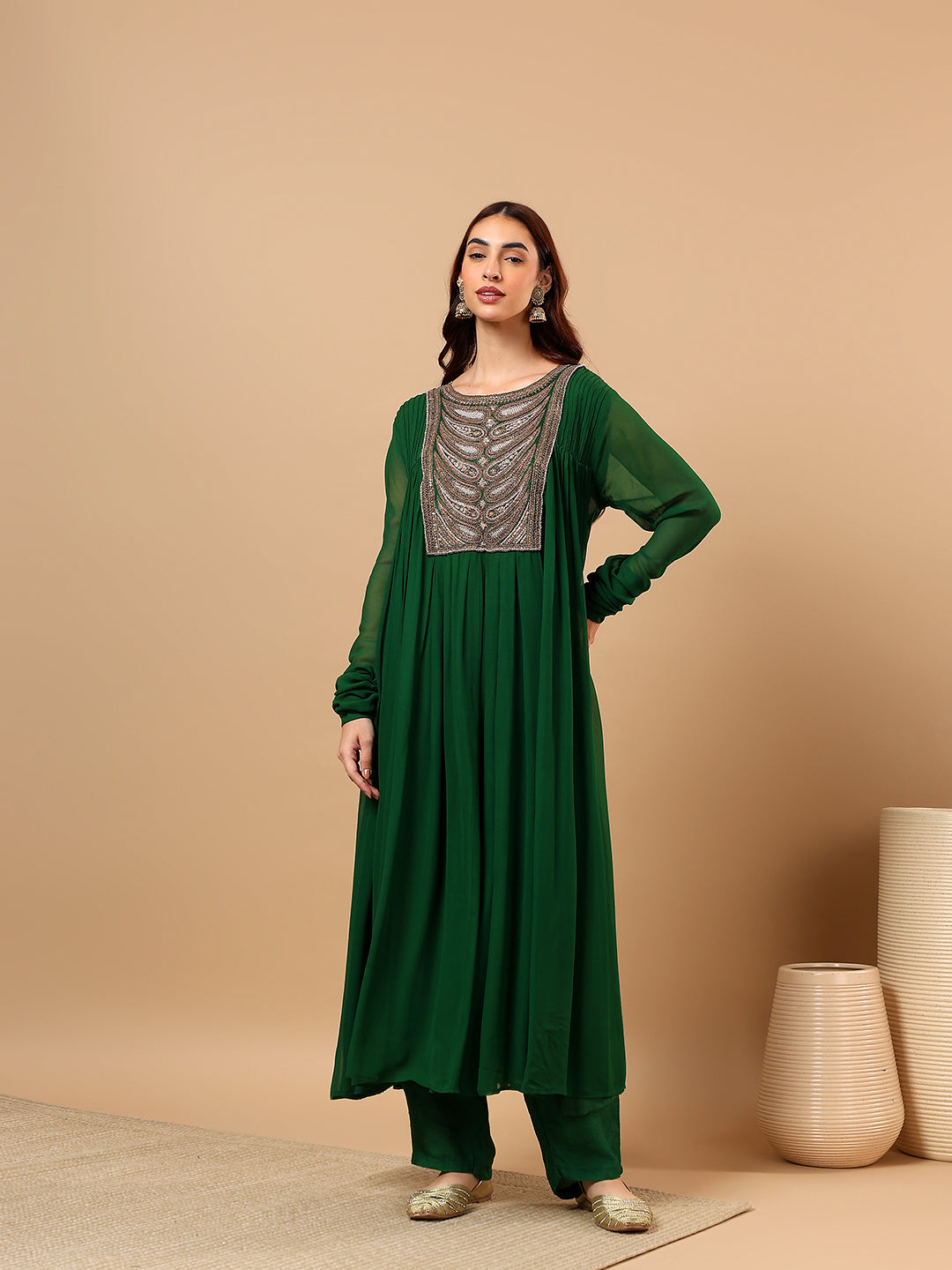 Winter Green Georgette Anarkali suit