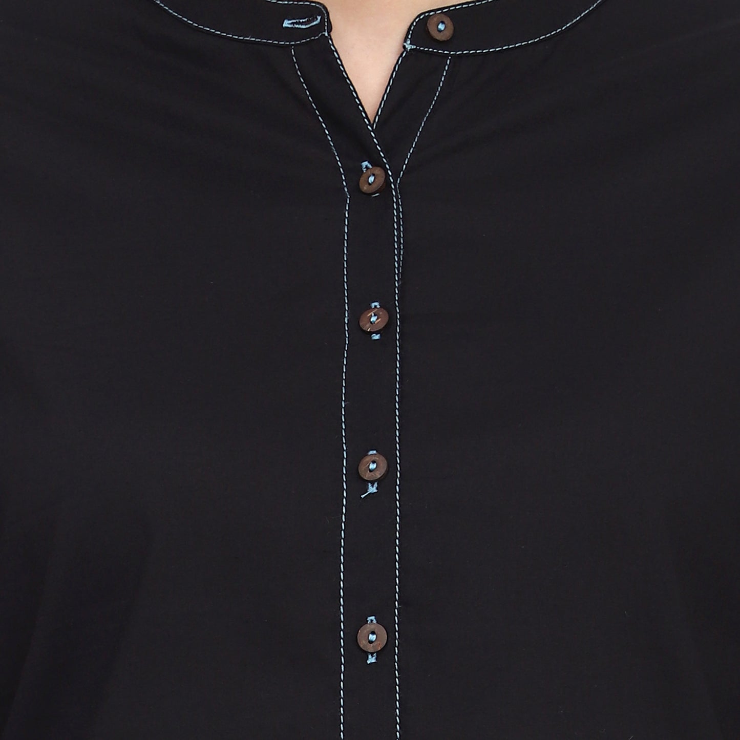 Black Cotton Kurta Blue Striped Pants Kurta