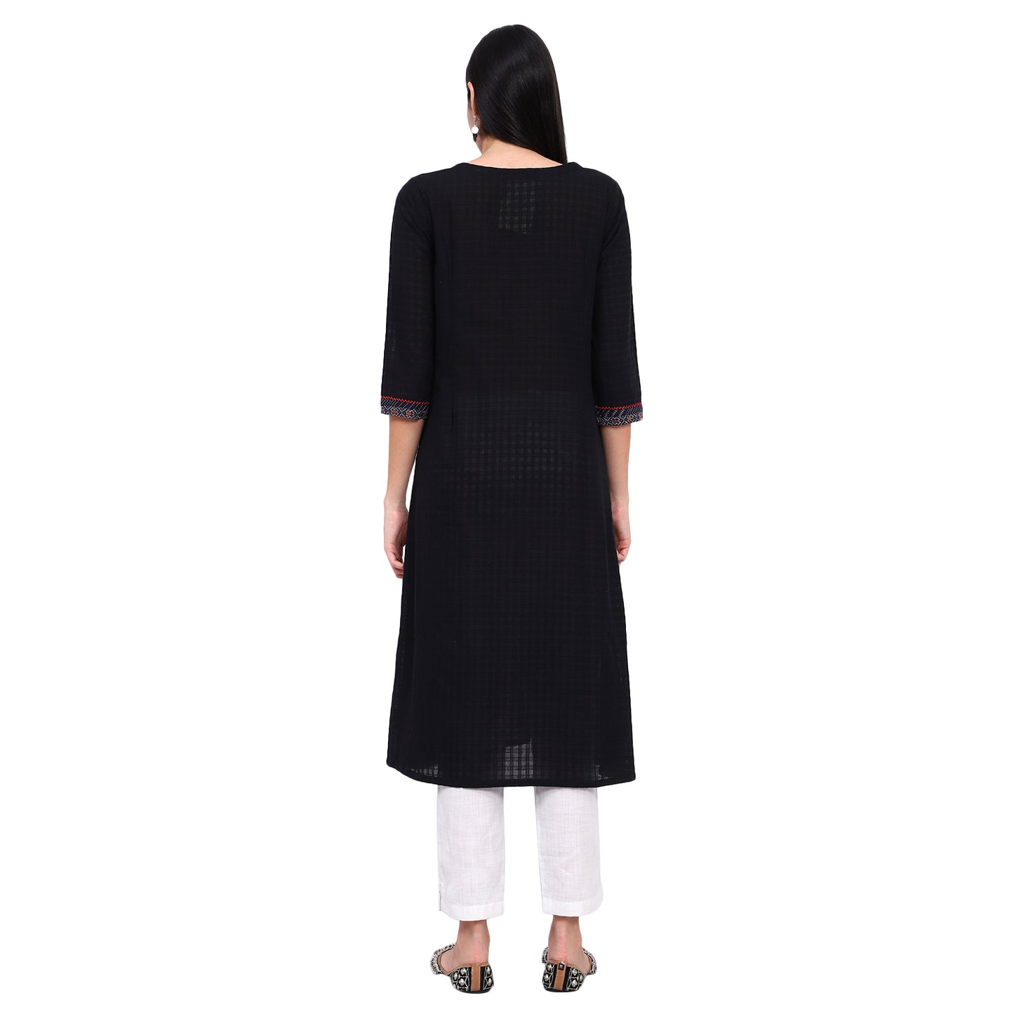 Embroidered Round-Neck A-Line Kurta