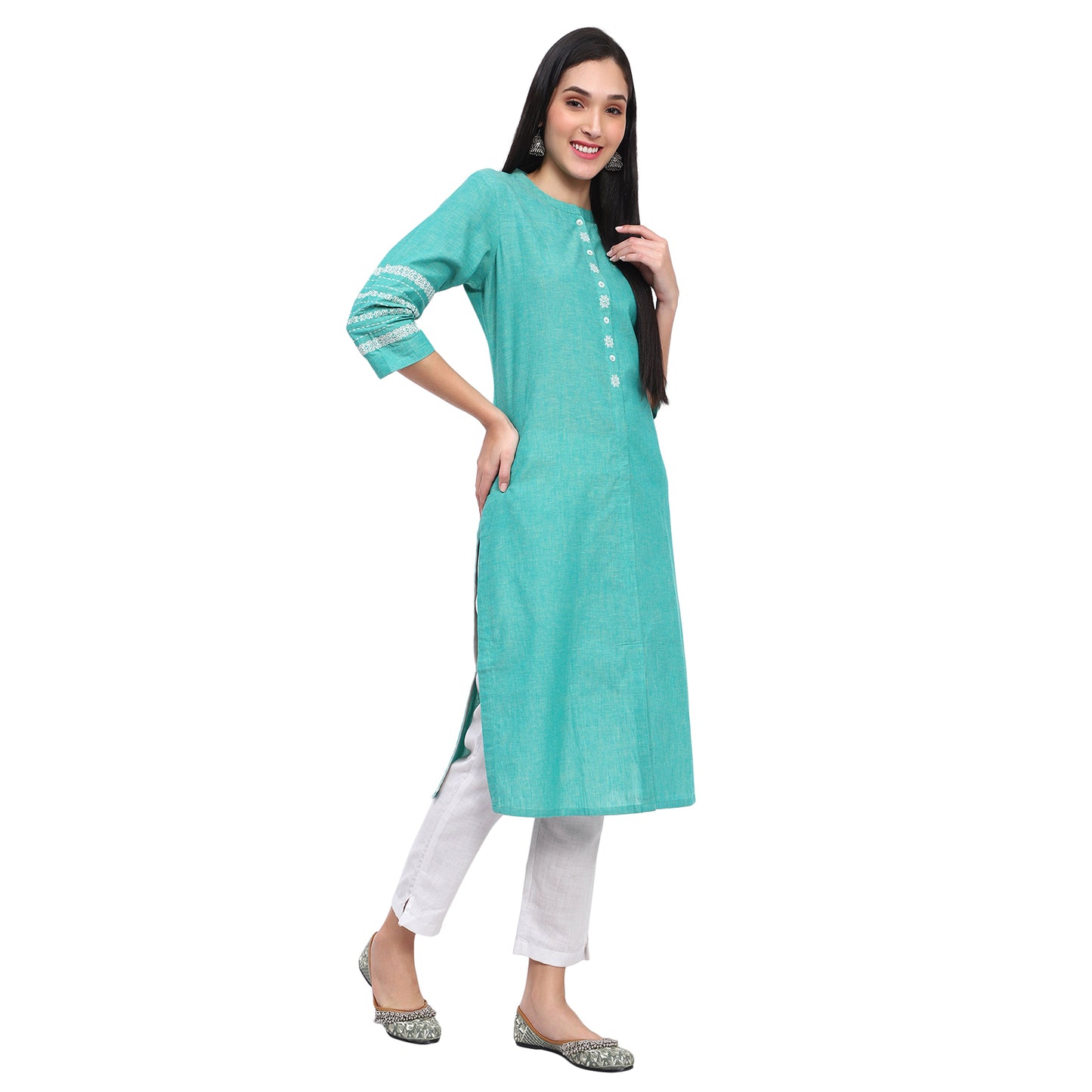 Green Cotton Kurta