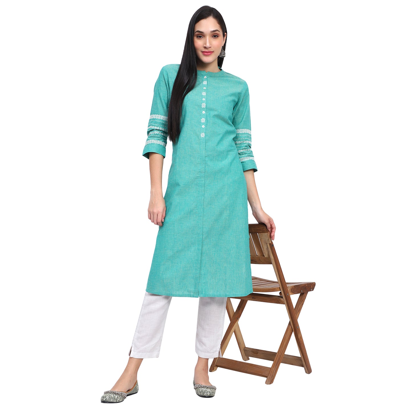 Green Cotton Kurta