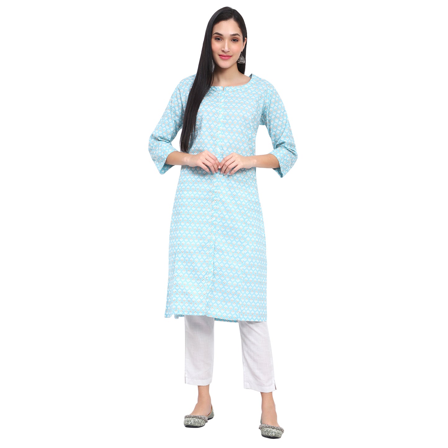 Sky Blue Printed Kurta