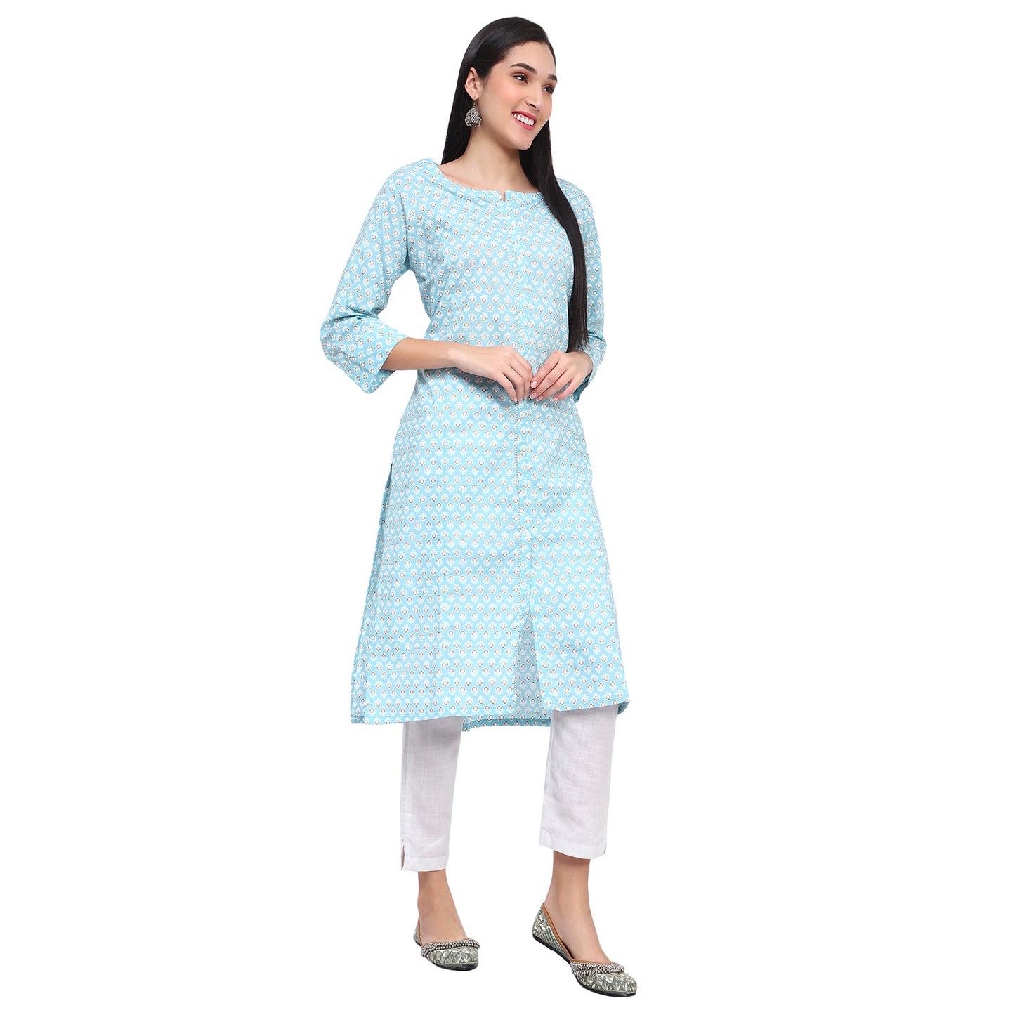 Sky Blue Printed Kurta