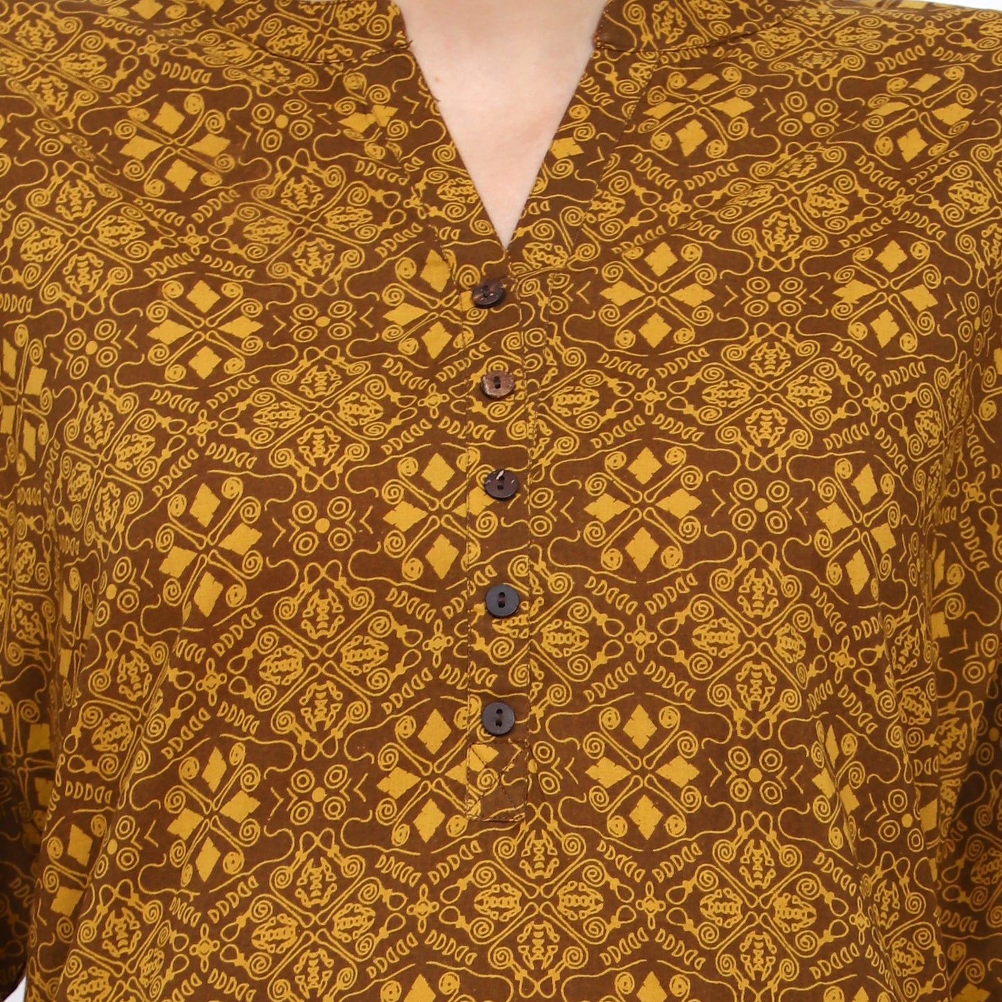 Floral Print Straight Kurta with Mandrian Collar