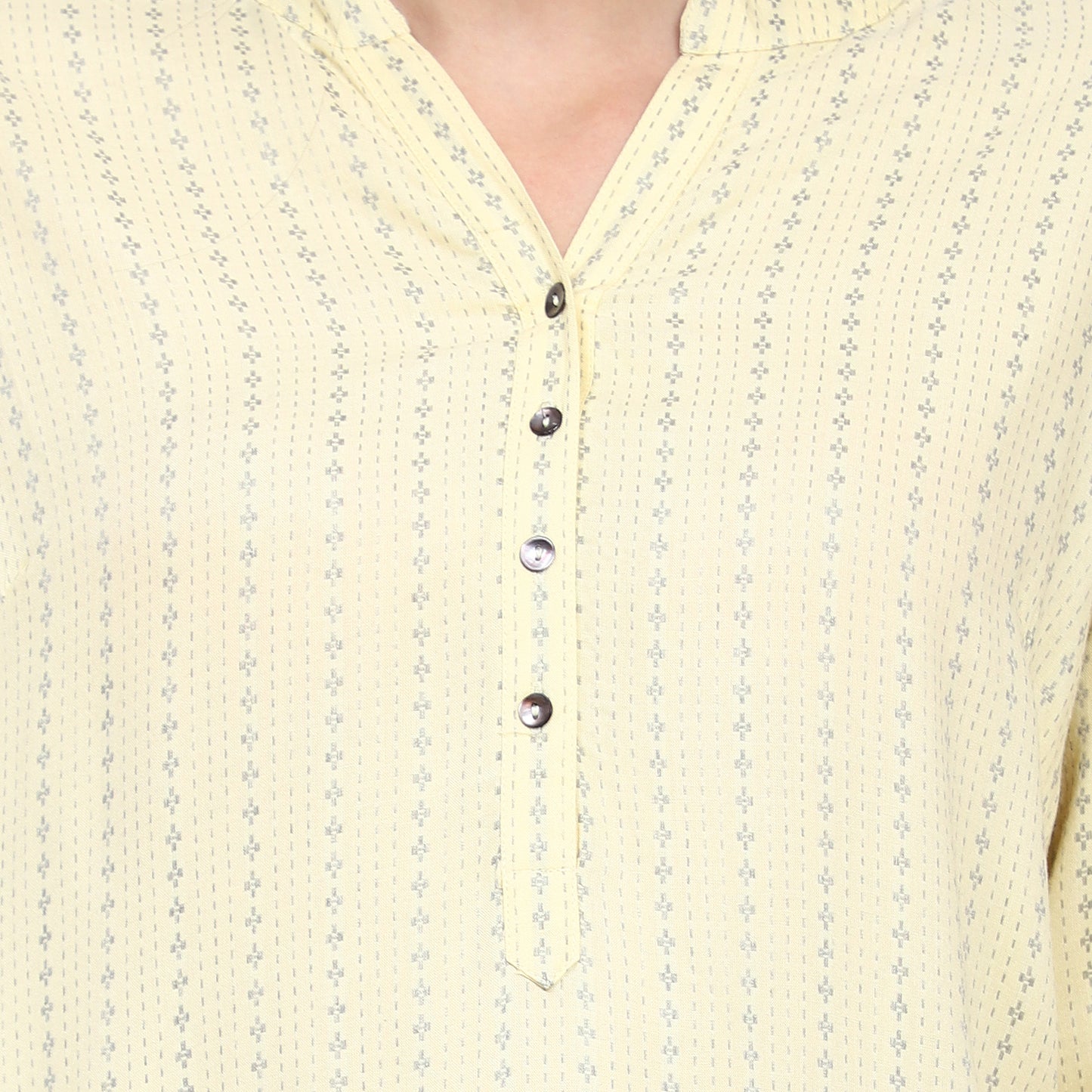 Yellow Geometric Print Straight Kurta