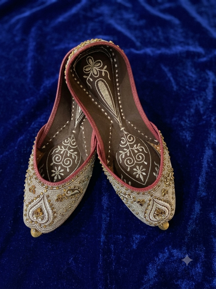 Gray Kundan Ghungroo Mojri