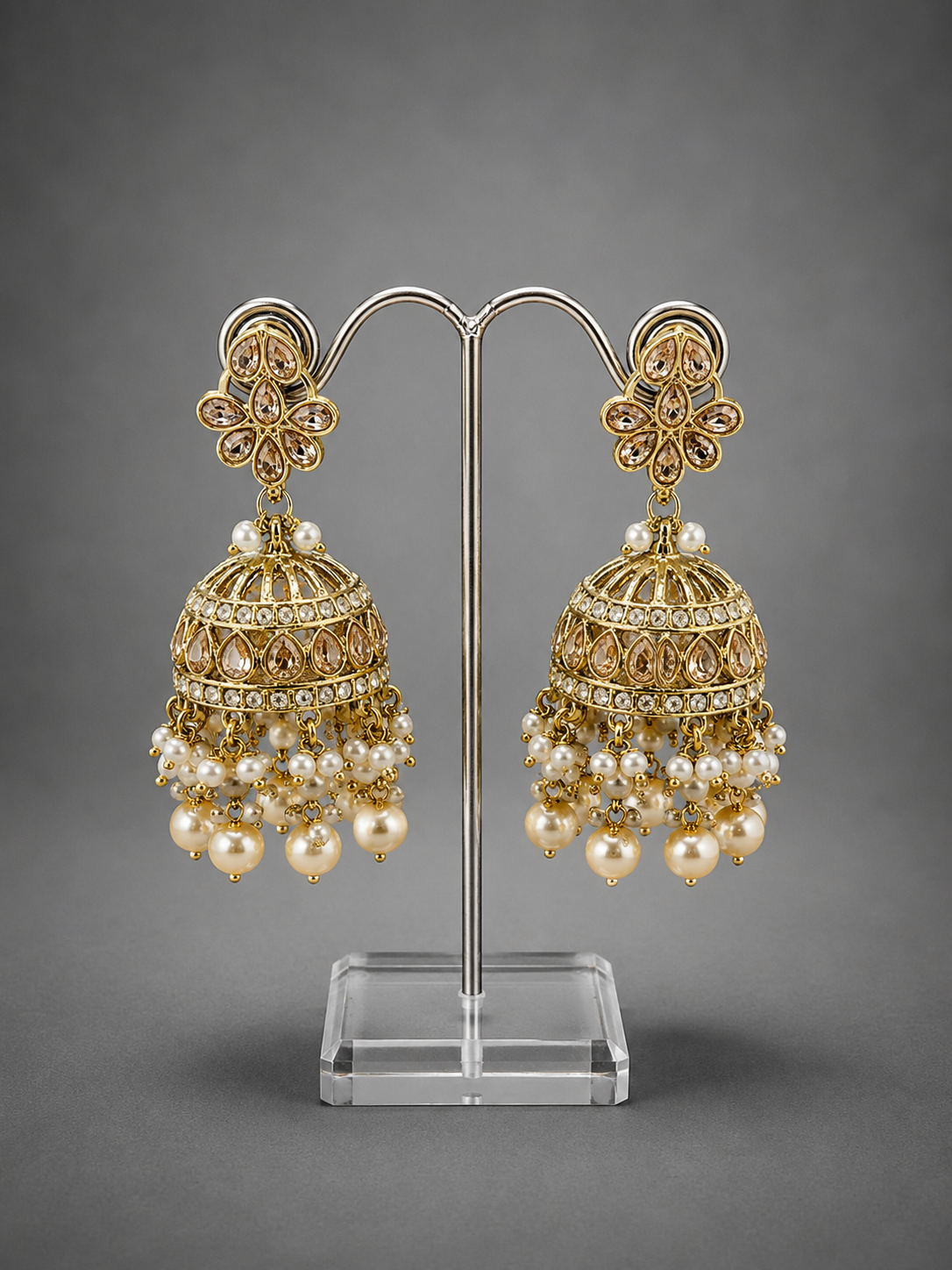 Rose pink Kundan Earing