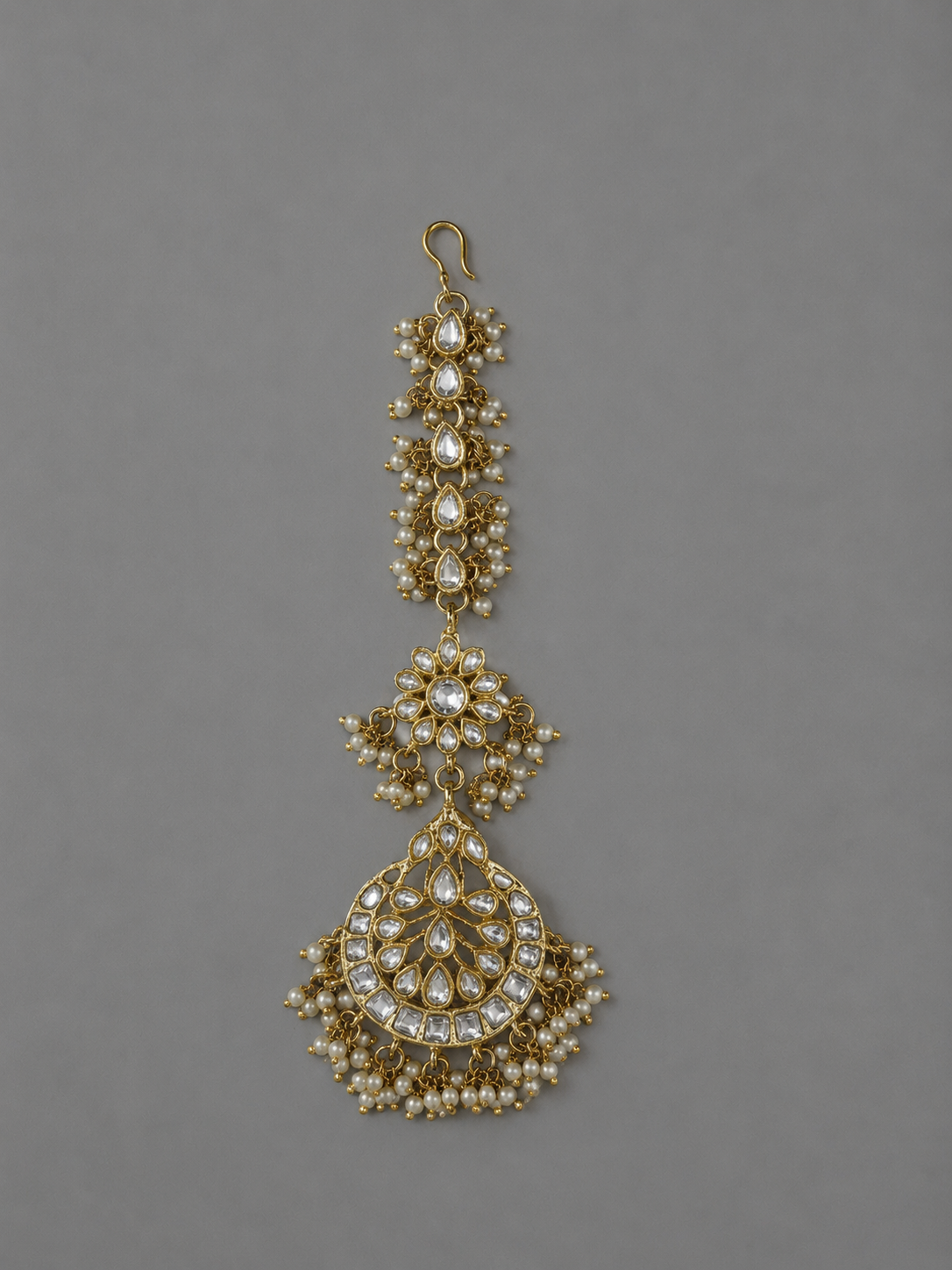 Semi-Precious Kundan Polki Pearl Maang Tikka