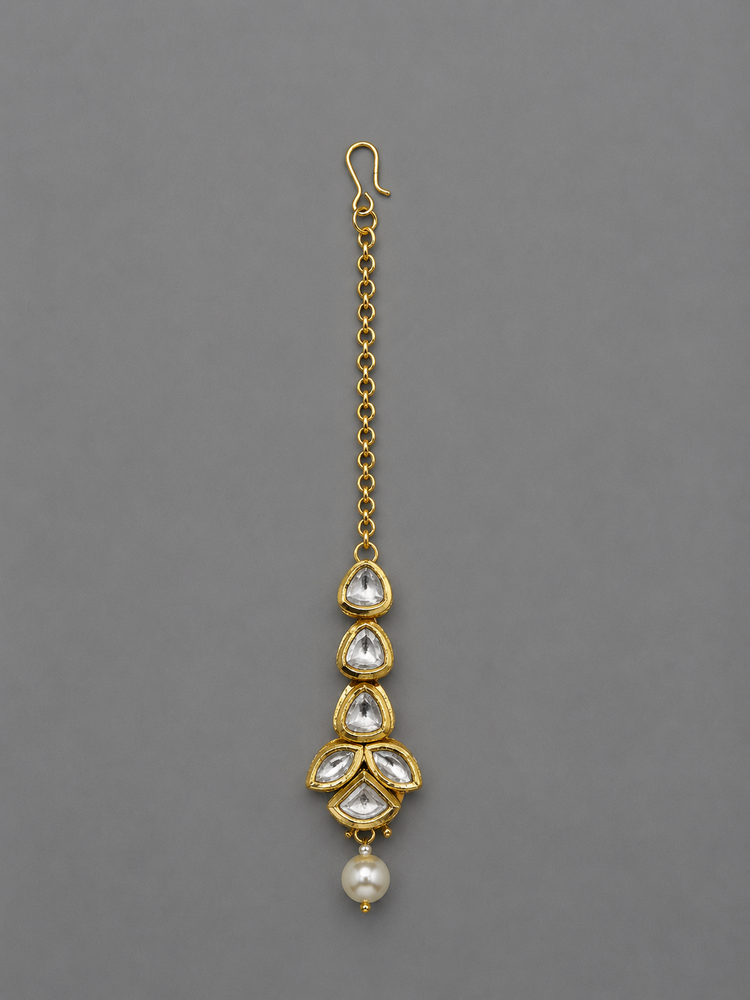 Semi-Precious Kundan Pearl Maang Tikka