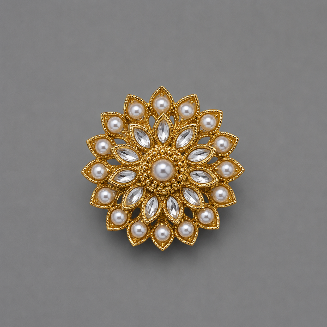 Semi-Precious Kundan Pearl Ring