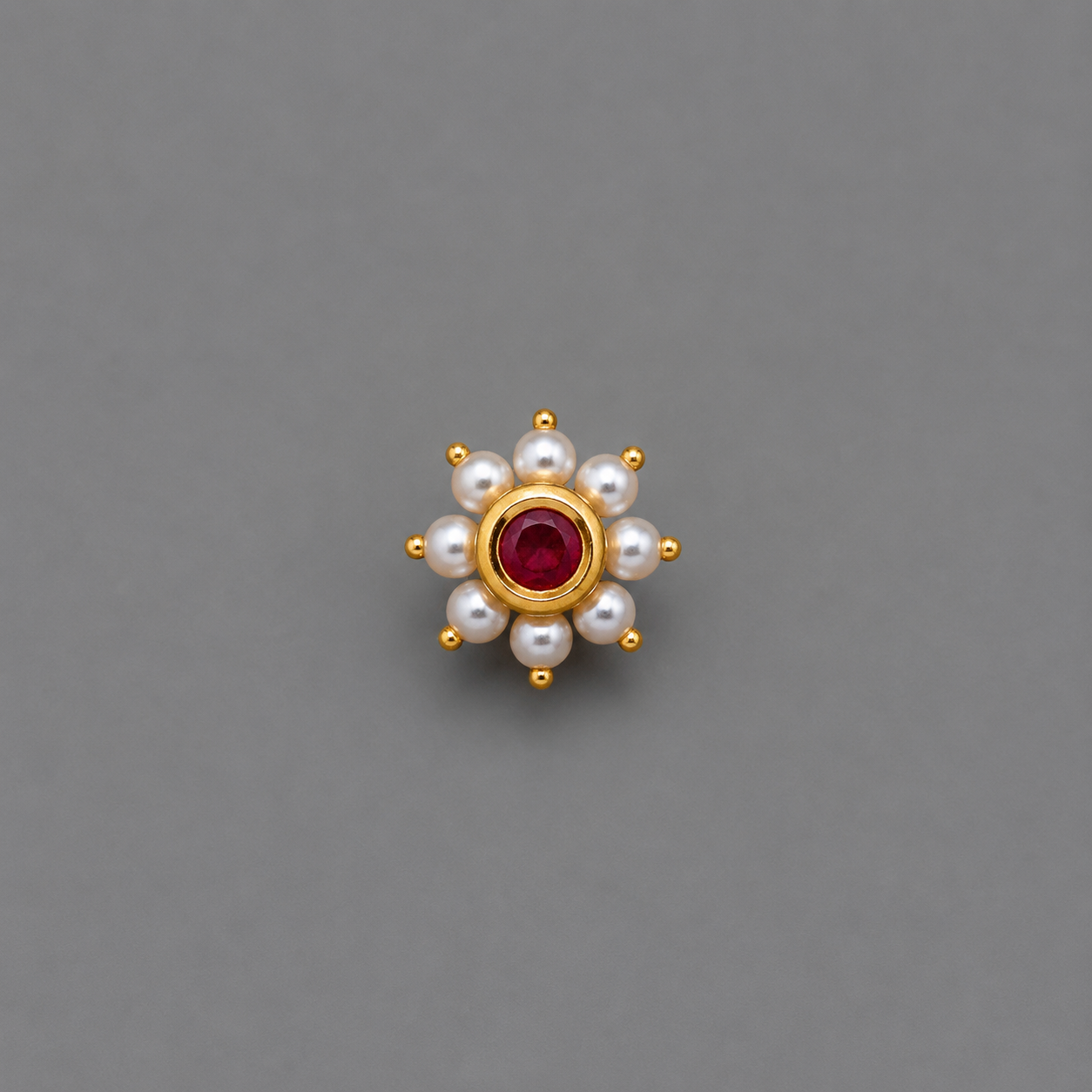 Semi-Precious Ruby and Pearl Nose pin