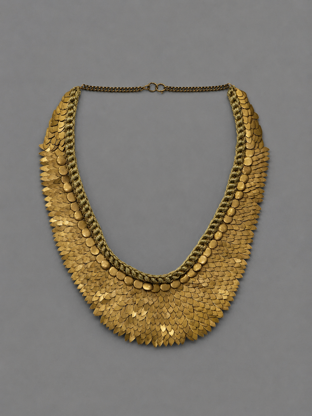 Semi-Precious Gold Finesse Oxidised Metal Zari Woven Necklace