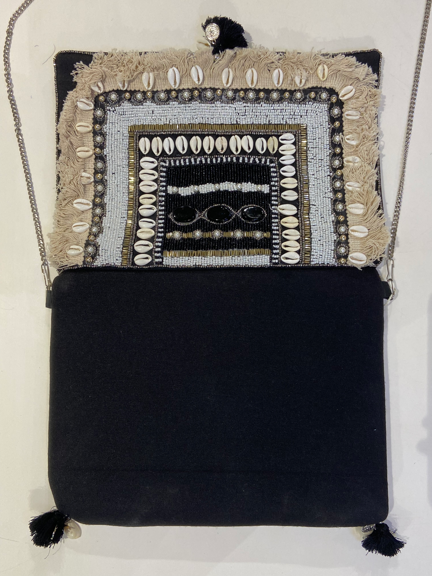 Black Organic Boho Crossbody Bag