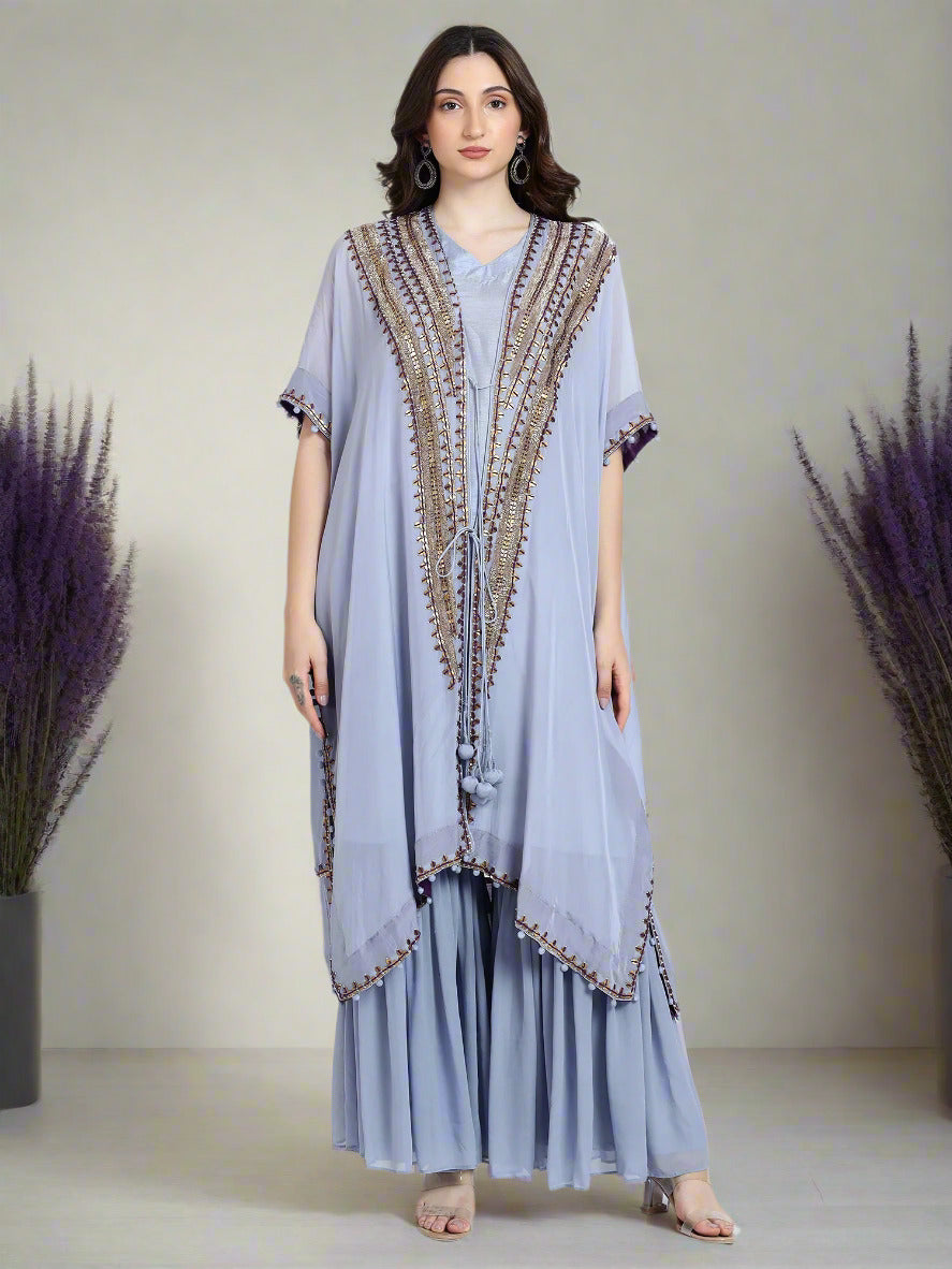 Lavender Sharara Cape Set