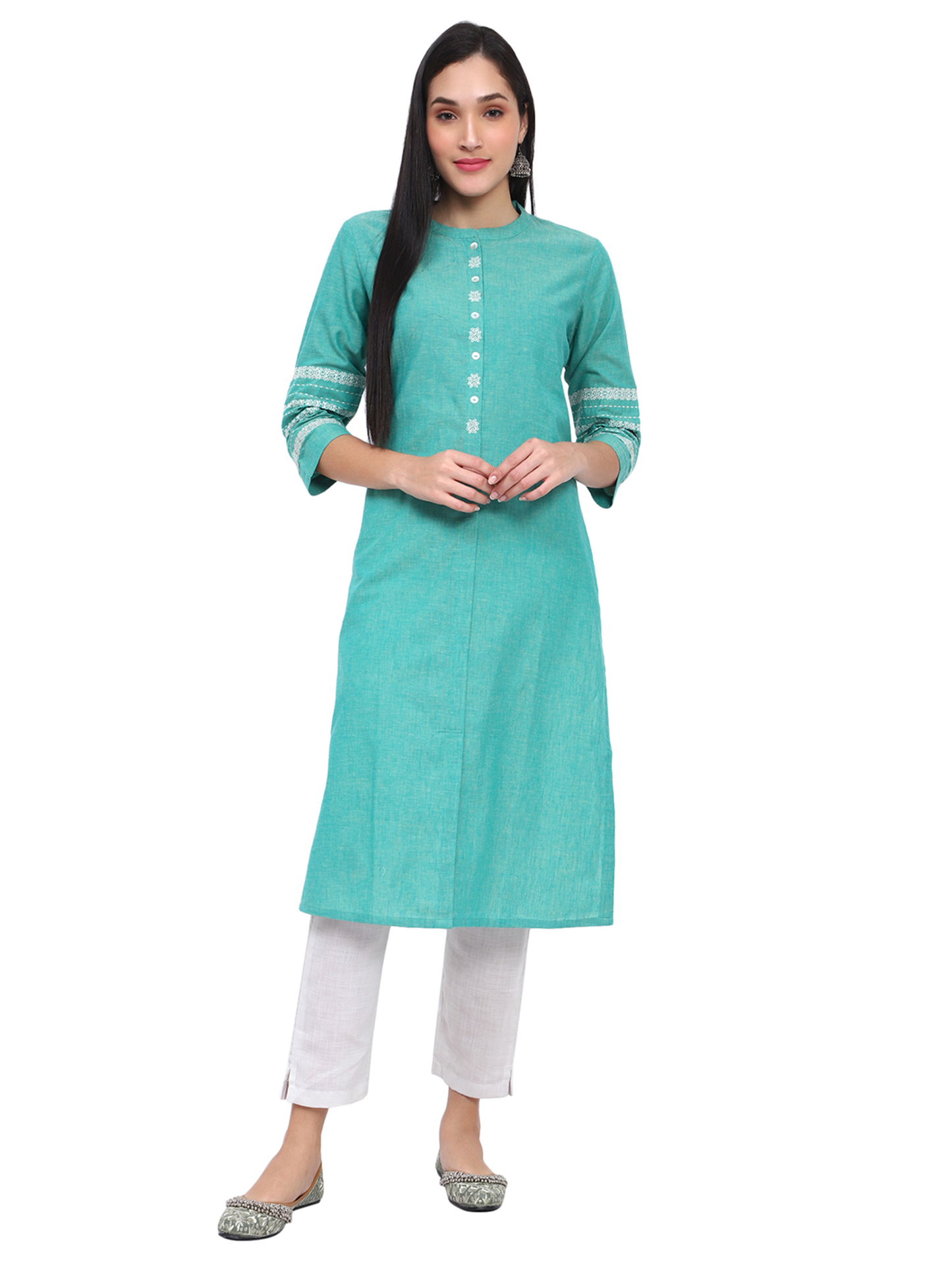 Green Cotton Kurta