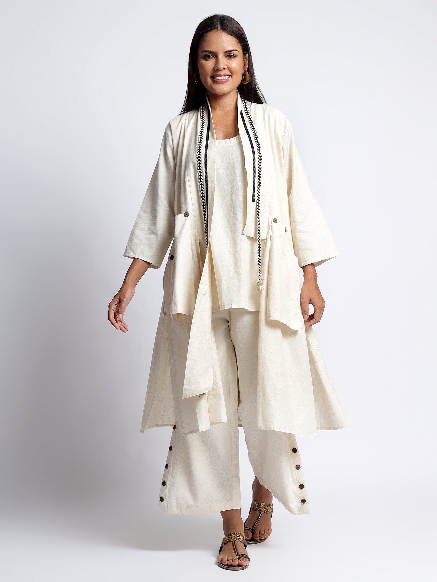 Linen Cord Set with Cape