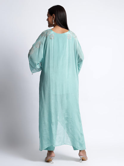 Sky Blue Chinon Kaftan Cord Set