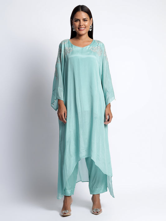 Sky Blue Chinon Kaftan Cord Set