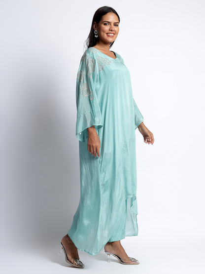 Sky Blue Chinon Kaftan Cord Set