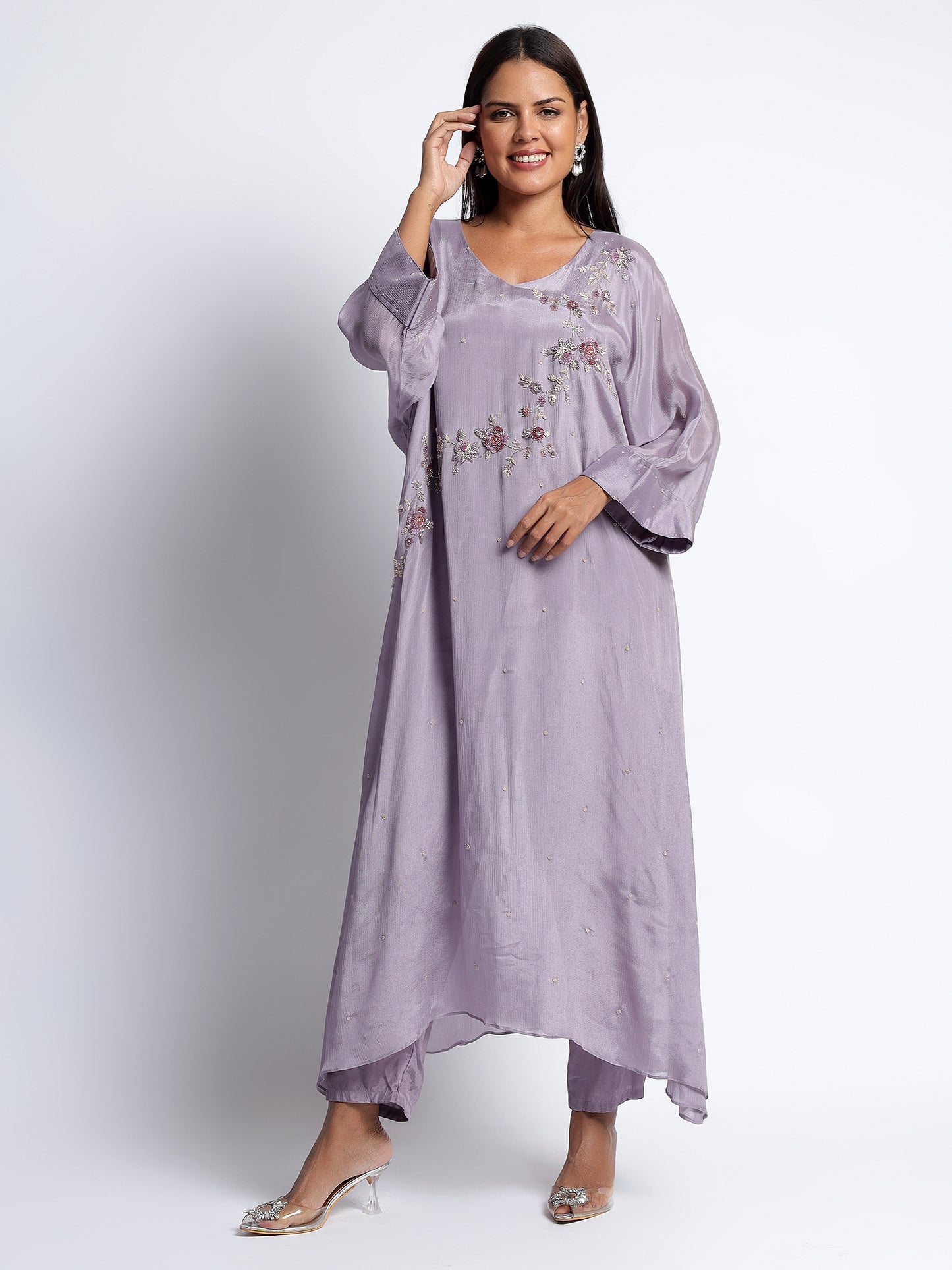 Lavender Chiffon Kaftan Cord Set