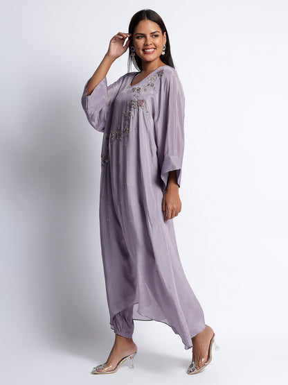 Lavender Chiffon Kaftan Cord Set