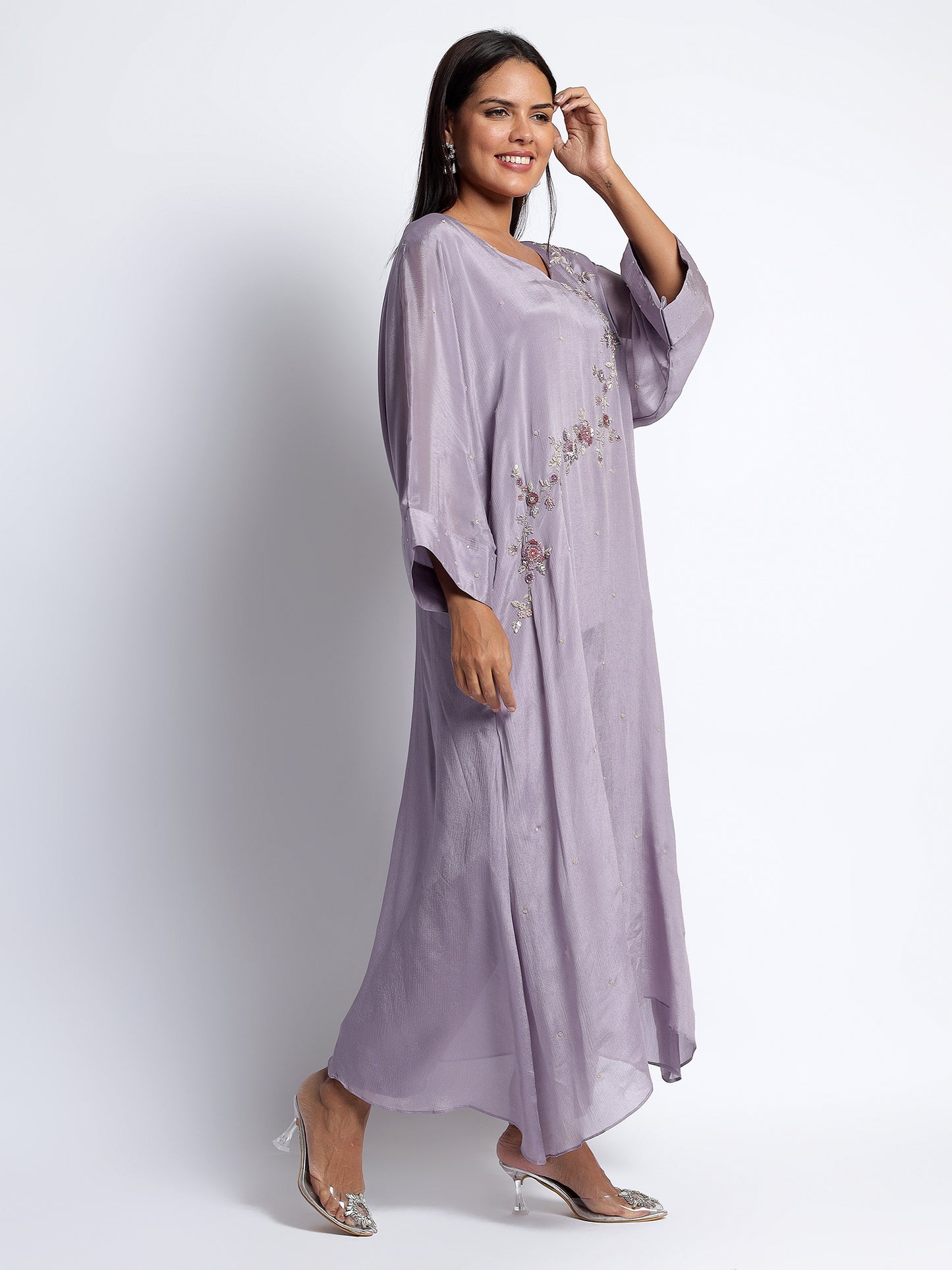 Lavender Chiffon Kaftan Cord Set