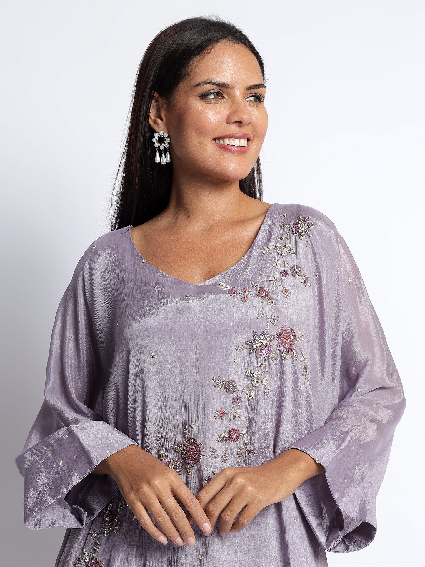 Lavender Chiffon Kaftan Cord Set