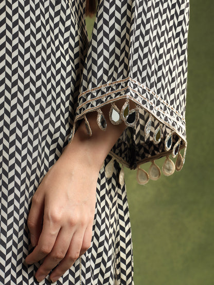 Monochrome Hand-Embroidered Cord Set