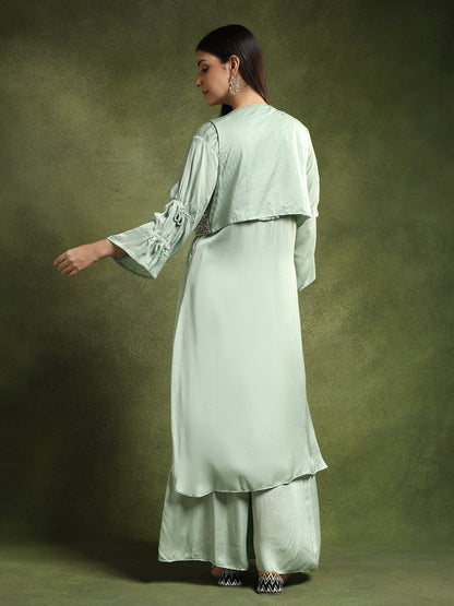Ice Blue Kurta Set with Jacket
