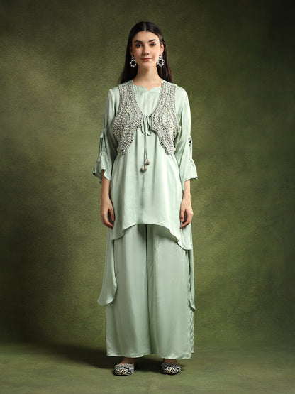 Ice Blue Kurta Set with Jacket