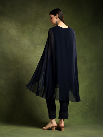 Blue Georgette Cape Set