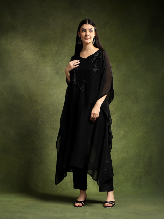 Black Kaftan and Pants Set