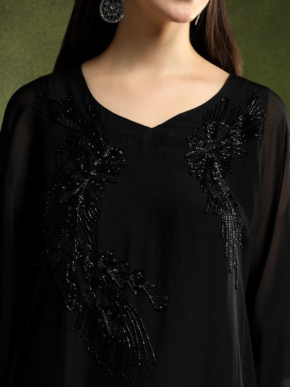 Black Kaftan and Pants Set