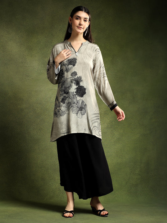 Taupe Black Printed Cord Set