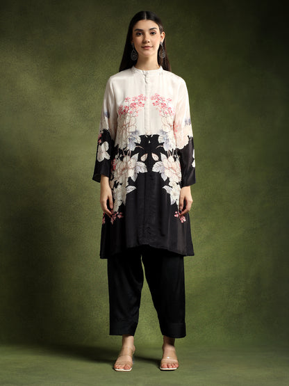 Crepe Printed Cord Set with Hand Embroidery