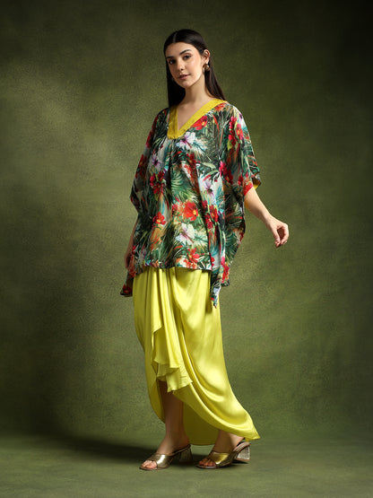 Green Printed Kaftan