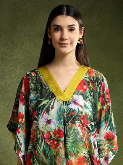 Green Printed Kaftan