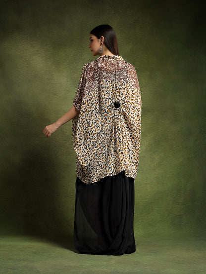 Animal Print Silk Kaftan Shirt