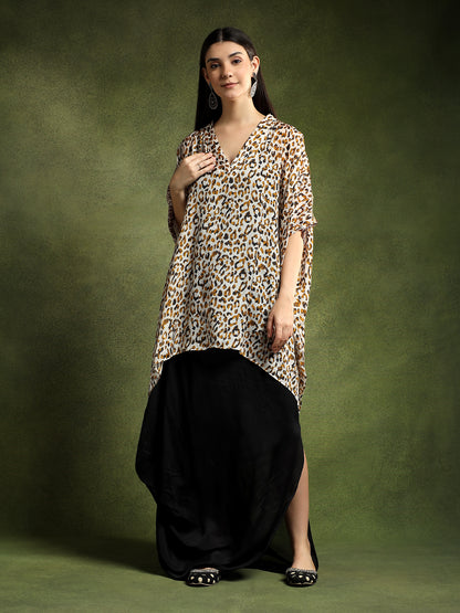 Animal Print Silk Kaftan Shirt