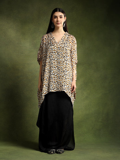 Animal Print Silk Kaftan Shirt