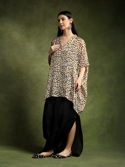 Animal Print Silk Kaftan Shirt