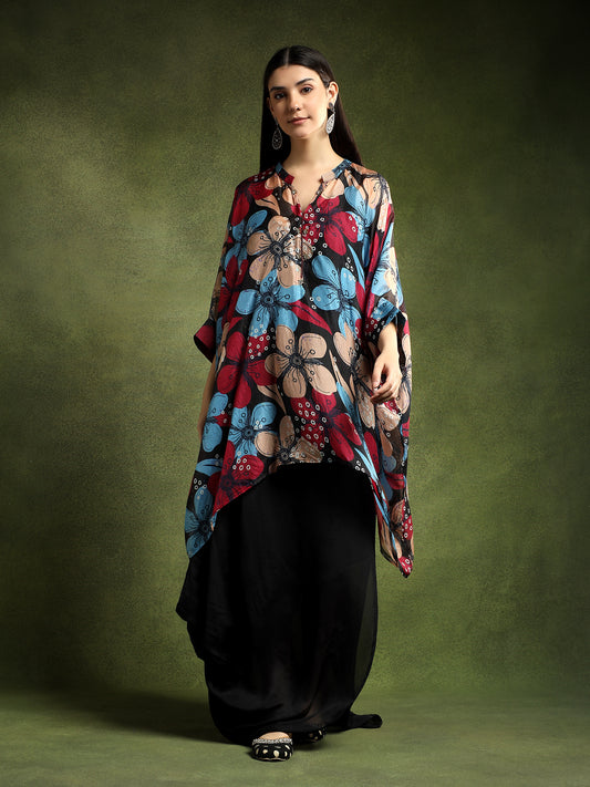 Silk Multi-Colour Printed Kaftan Shirt
