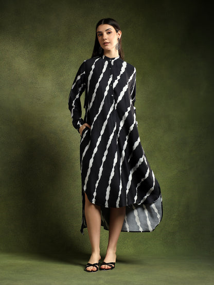 Black Batik Printed Kurta Dress