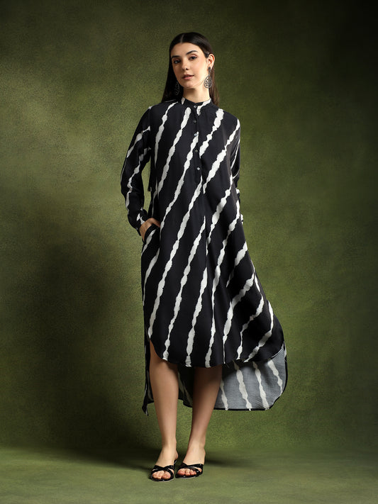 Black Batik Printed Kurta Dress