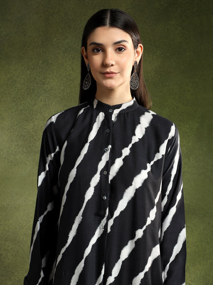 Black Batik Printed Kurta Dress