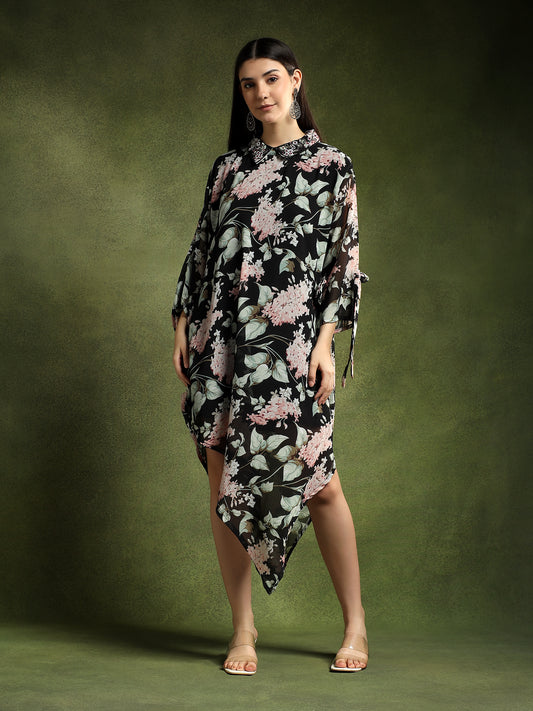 Georgette Floral Printed Shirt Dress