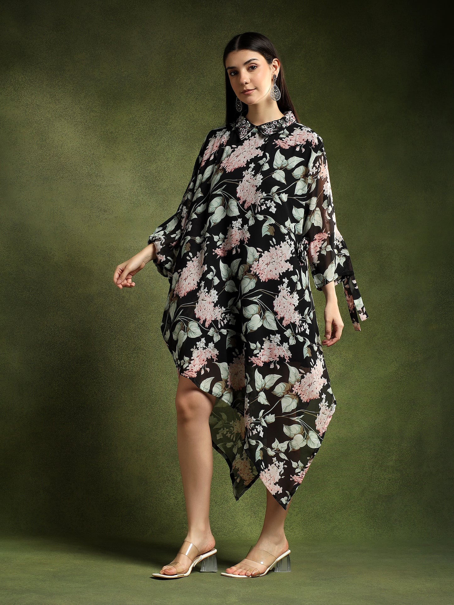 Georgette Floral Printed Shirt Dress